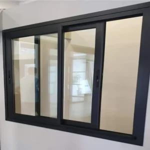 Anodized 3 Panels Aluminum Fixed Sliding Windows with Stainless Steel Magnetic Screen Modern Design for Home Exterior