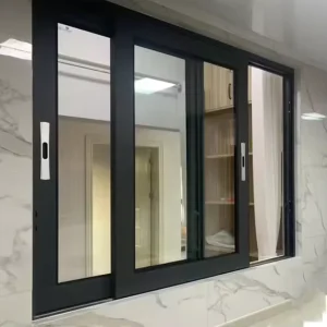 Anodized 3 Panels Aluminum Sliding Windows with Screen Feature Vertical Fixed Design Modern Exterior Luxury for Home