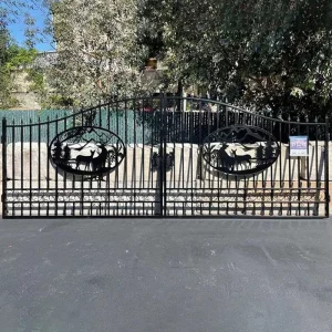 Anping Customize Animal Pattern Double Gate Garden Homes Driveway Gates Wrought Iron