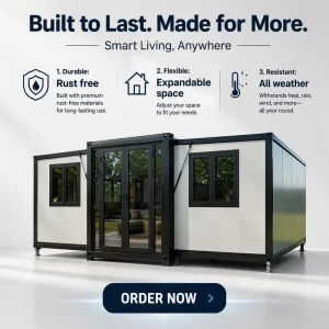 Anti Corrosion Expandable House Steel Structure Dwelling with Minimal Foundation Powder Coating for Long Term Infrastructure