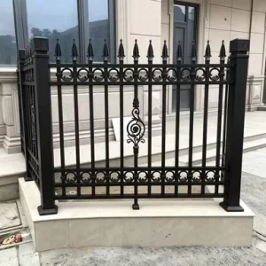 Anti Rust Powder Coated Wrought Iron Fence Ornamental Metal Spear Top Garden Security Fencing Panels for Villa Yard Boundary
