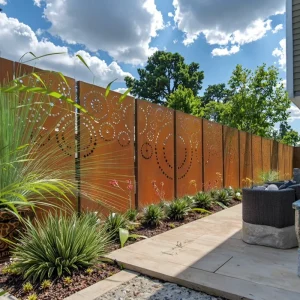 Antique Laser Cut Corten Steel Privacy Fencing Panel Custom Designs Durable Eco Friendly Yard Fence Garden Screen Outdoor