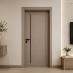 Assembled Interior Door With Black Inlaid Lines Robust Structure Exquisite Detailing Suitable for Various Decoration Styles ISO