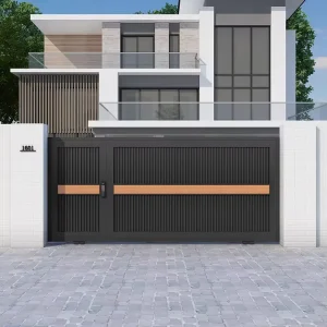 Automatic Aluminum Gates Courtyard Villa Garden Entrance Security Fence Metal Frame Fencing Trellis Gates