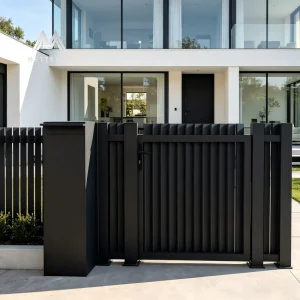 Automatic Electric Aluminum Double Swing Driveway Gate with Pedestrian Door, Villa and Garden Entrance