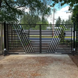 Automatic Remote-Control Double-Door Electric Swing Gate with Rust-Resistant Powder-Coated Iron Fence for Yard