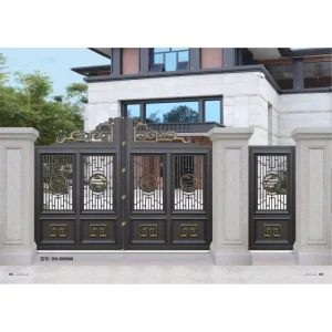 Automatic Sliding Aluminum Gate with Metal Frame for Courtyard, Villa, or Garden Entrance