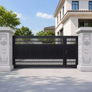 Automatic Sliding Iron Security Gate, French Design, Remote Control, for Villa Driveways and Apartment Entrances