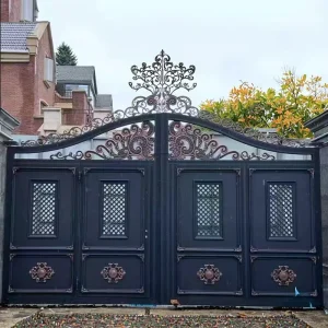Automatic Wrought Aluminum Driveway and House Gates with Security Features for Hotels