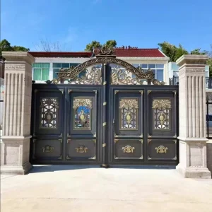 Automatic Wrought Aluminum Driveway and House Gates with Security Features for Hotels