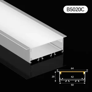 B5020C Recessed LED Profile Housing Flush Mount Linear Light Extrusion Channel Diffuser Commercial Home Lighting Flat