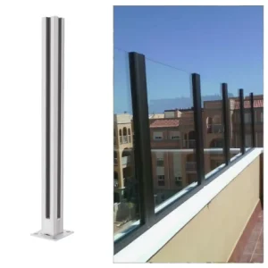 Balcony Stainless Steel Slotted Railing Post Handrail Tube Floor Mounted Outdoor Terrace