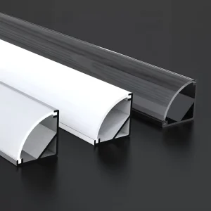 Black 45 Degree Corner Aluminium Extrusion Diffuser LED Strip Light Channel Profile Led