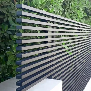 Black Aluminum Alloy Privacy Slat Fence Panels, Hot-Dipped Galvanized, for Home and Yard