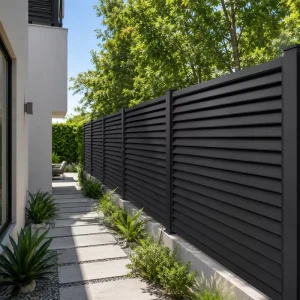 Black Aluminum Louver Privacy Fence Panel for Garden, Villa, Courtyard, or Patio