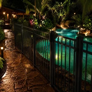 Black Aluminum Pool Fence Panels With Picket Design for Swimming Pool Safety Barrier and Backyard Enclosure