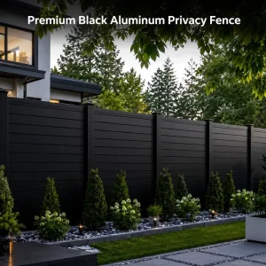 Black Aluminum Privacy Fence Panels Powder Coated Waterproof Anti-Climb Design Secure Perimeter