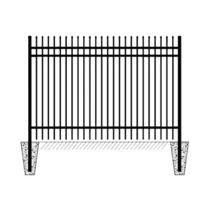 Black Galvanized Steel Ornamental Metal Picket Fence with Garden Trellis Gates