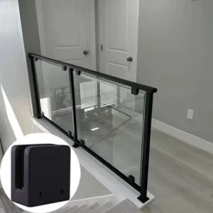 Black Heavy Duty Marine Grade Stainless Steel Square Front Flat Back Adjustable Glass Panel Clamp for Frameless Railings