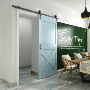 Black J Shape Roller Sliding Barn Door Hardware Interior Doors System