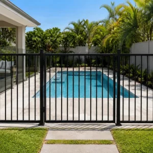 Black Metal Aluminum Pool Fence Panel With Posts for Outdoor Swimming Pool Safety Guard and Yard Boundary