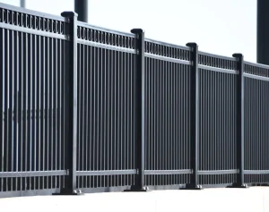 Black PVC-Coated Iron Privacy Fence Panel 6 Feet Height Outdoor Guardrail