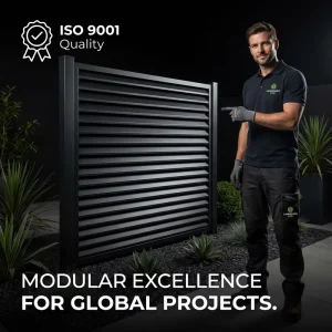 Black Powder-Coated Aluminum Louver Privacy Fence Panel for Villa Courtyard