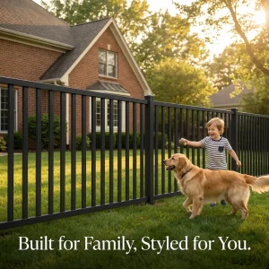 Black Powder Coated Rustproof Heavy Duty Galvanized Steel Fence Panel for Garden Yard Pool Safety Railing Outdoor Barrier Kit