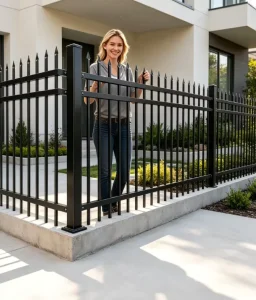 Black Powder Coated Spear Top Steel Picket Fence Ornamental Metal Security Fence for Villa Garden Residential Yard Boundary