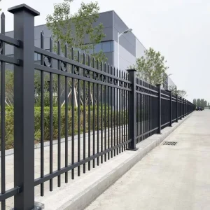 Black Powder-Coated Steel Wrought Iron Picket Fence 6FT x 8FT Outdoor Flat Top or Spear Top Zinc Garden Fence