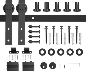 Black Sliding Barn Door Hardware Kit 6.6ft for Wood Barn Doors