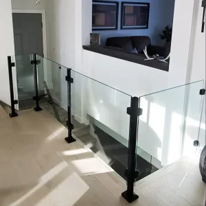 Black Square Front Flat Back Corrosion Resistant Stainless Steel Glass Balustrade Hardware Clamp for Residential Use