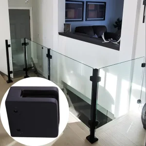 Black Stainless Steel Square Front Flat Back Glass Panel Connector Clamp for Frameless Systems