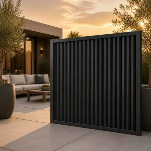 Black Vertical Louver Aluminum Privacy Fence Panel for Garden Patio Courtyard Outdoor Screening