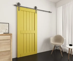 Black Wheel Style Face Mounting Sliding Barn Door Hardware Kit for Room