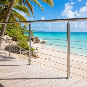 Black Wire Top Mounted Balustrade Post Cable Balcony Railing System