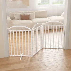 Black and White Metal and ABS Foldable Baby Safety Gate with Adjustable Height