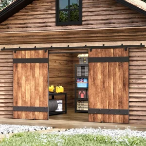 Box Rail Track Heavy Duty Exterior Sliding Barn Door Hardware Kit Wall Mount System for Outdoor Use