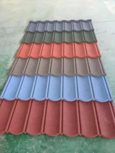Building Materials Beveled Edge Metal Tiles Thickened Roof Made of Aluminum Zinc Steel Colored Stone Tiles