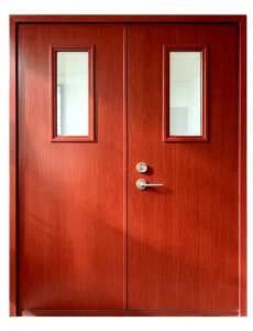 CE Certified Wooden Fire Door with Steel Frame and Vision Panel for Internal Corridors of Hotel EI60 Fireproof and Smoke Proof