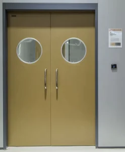 CE Freedom Metal Swing Doors Hospital Double leaf Steel Traffic Passage Door for Medical Corridor Passage Area