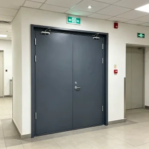 CE Galvanized Steel Fire Door 2hours with Door Closer for Commercial Building Emergency Factory Direct Exit Fireproof Door