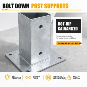 Carbon Steel Bolt-Down Surface-Mount Post Base with Hot-Dip Galvanized Finish