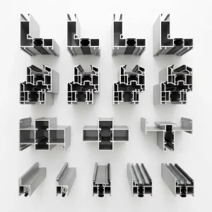 Casement Window Aluminum Extrusion Profiles, Outer Frame Sash and Glazing Bead Sections, 6063 Alloy with Matte Silver Finish