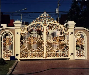 Cast Iron Swing Gate Handmade Forged Hot Dip Galvanized Anti-Rust Painted