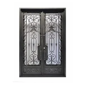 Cast Wrought Iron Metal Security Door for Hotel or Villa Front Entrance with Classical Patio Gate Design