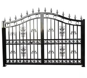Central European Style Modern Iron and Aluminum Garden Gate, Black Painted Rustproof Finish, Custom Sizes, Easily Assembled