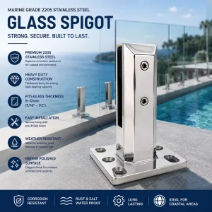 China Premium Duplex SS2205 Stainless Steel Glass Clamp Spigot for Frameless Glass Fence