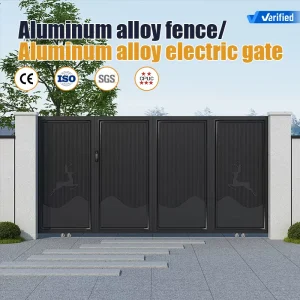 Chinese Style Aluminum Alloy Electric Sliding Gates for Villa Courtyard and Garage, Rural Self-Built Houses Metal Frame