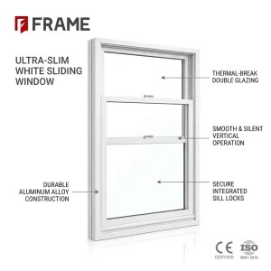 Classic White Black Vertical Sliding Window Smooth Slide Down Sash Inert Gas Filled Glass for Sunroom Renovation